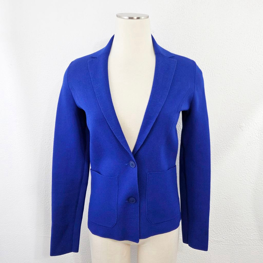 Bailey 44 royal blue knit blazer jacket two button sweater women's size small
